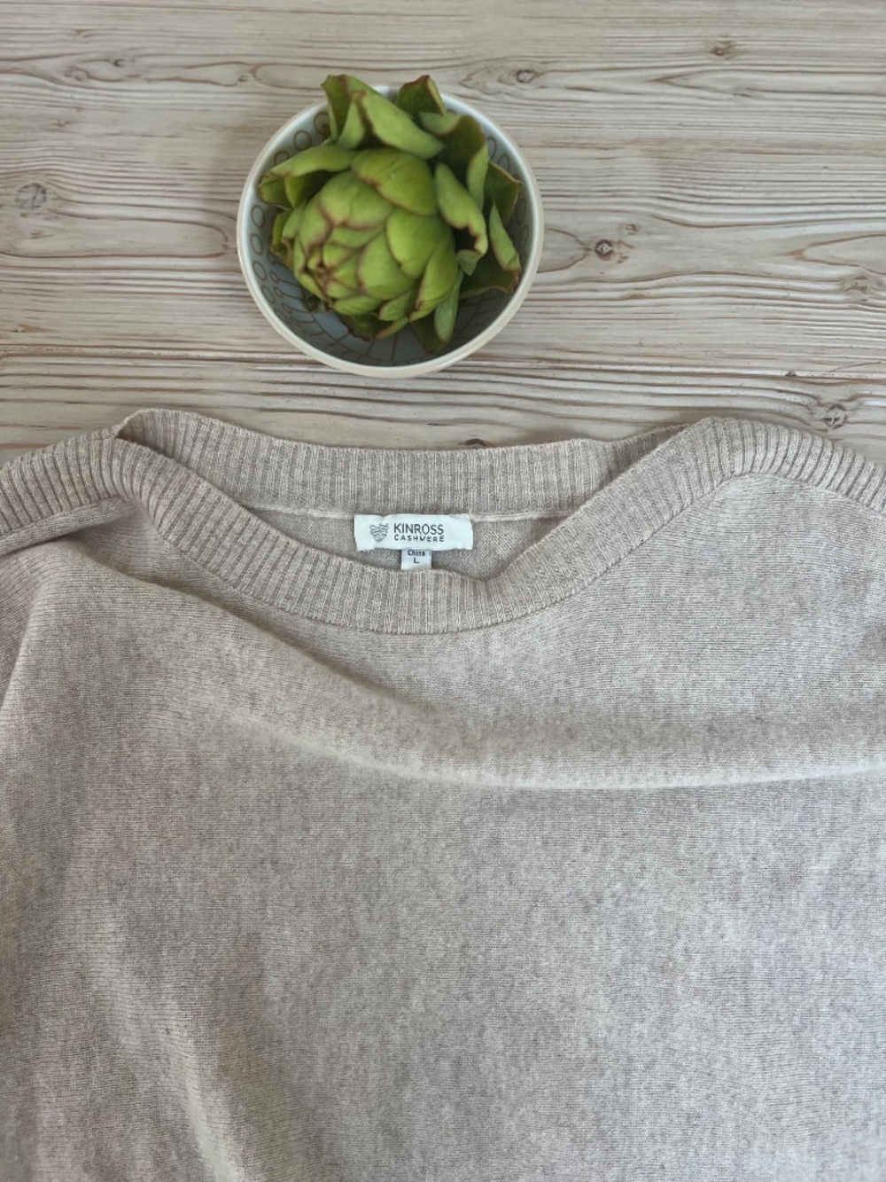 Kinross Cashmere Oatmeal boat Neck Sweater Women’s Large 100% Cashmere - Picture 4 of 9
